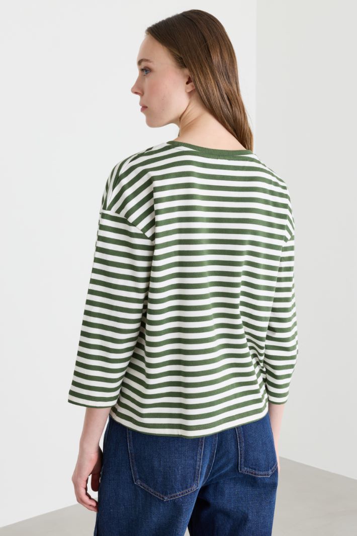 T-shirt con maniche tre quarti - VERDE BIANCO - Intrend - 4
