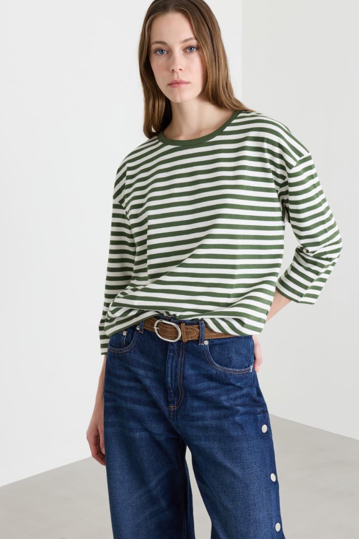 T-shirt con maniche tre quarti - VERDE BIANCO - Intrend - 2