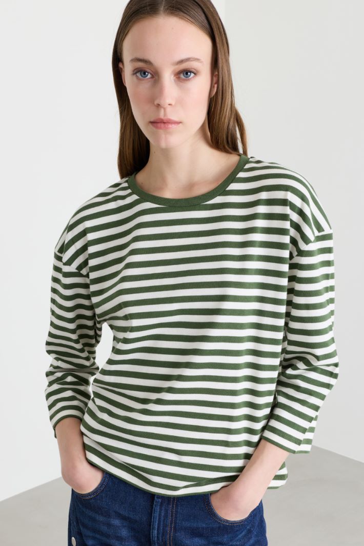 T-shirt con maniche tre quarti - VERDE BIANCO - Intrend - 3