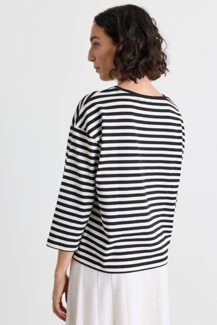 T-shirt con maniche tre quarti - NERO BIANCO - Intrend - 4