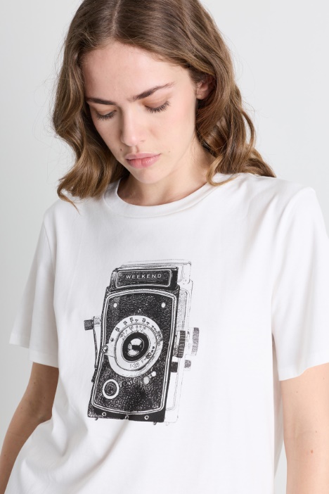 T-shirt in jersey di puro cotone con stampa