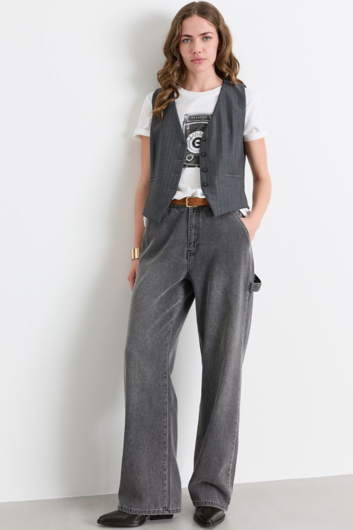 T-shirt con stampa - BIANCO NERO - Intrend