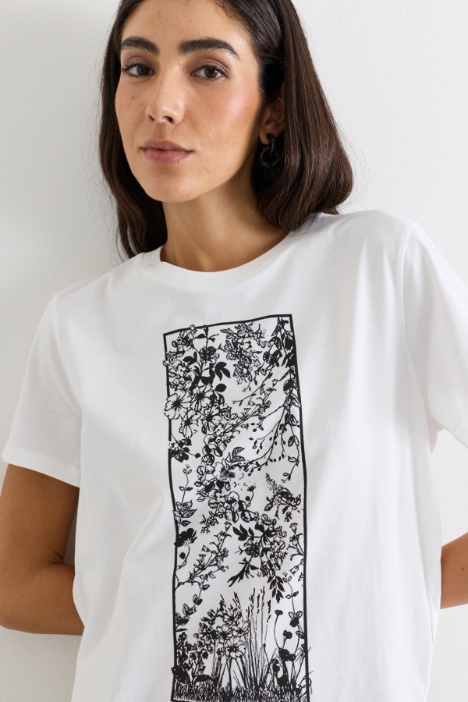 T-shirt in jersey di puro cotone con stampa
