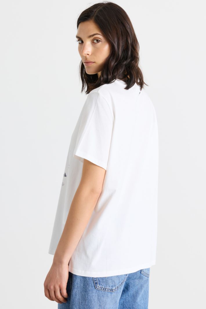 Embroidered T-shirt - WHITE - Intrend - 4