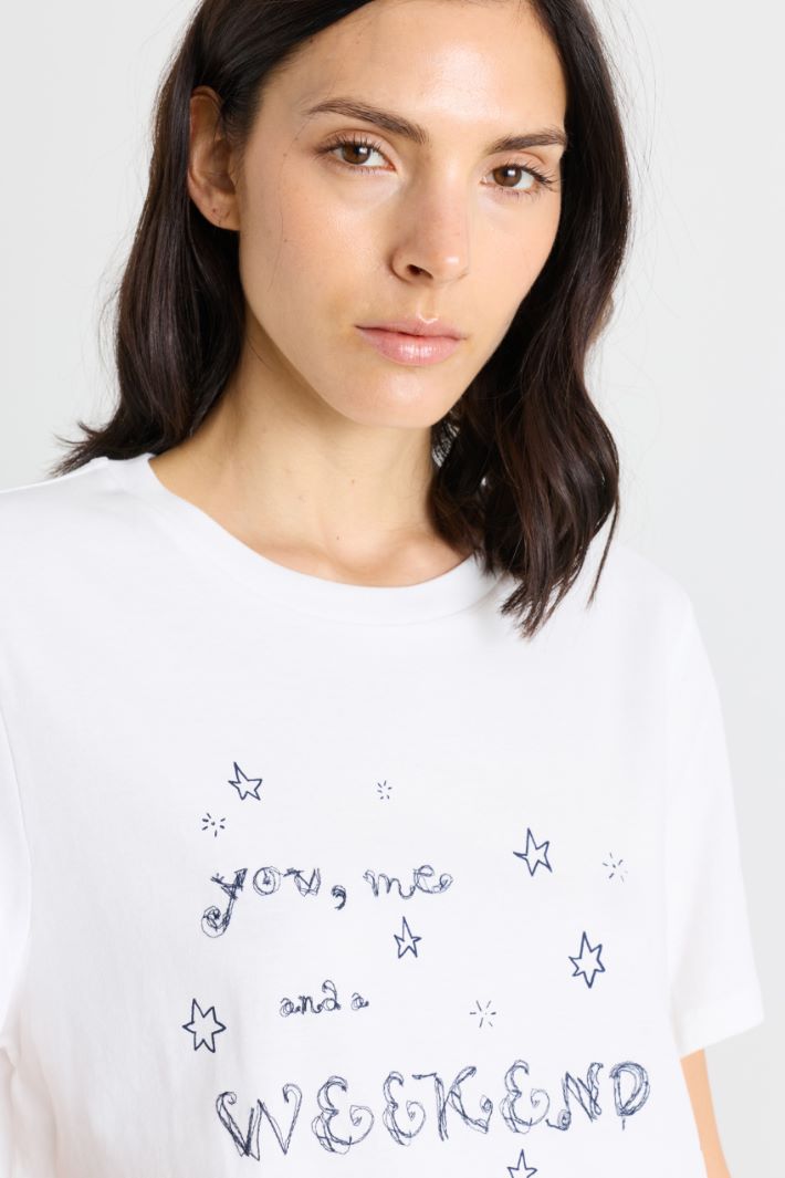 Embroidered T-shirt - WHITE - Intrend - 3