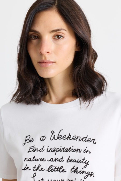 T-shirt in jersey di puro cotone con ricamo