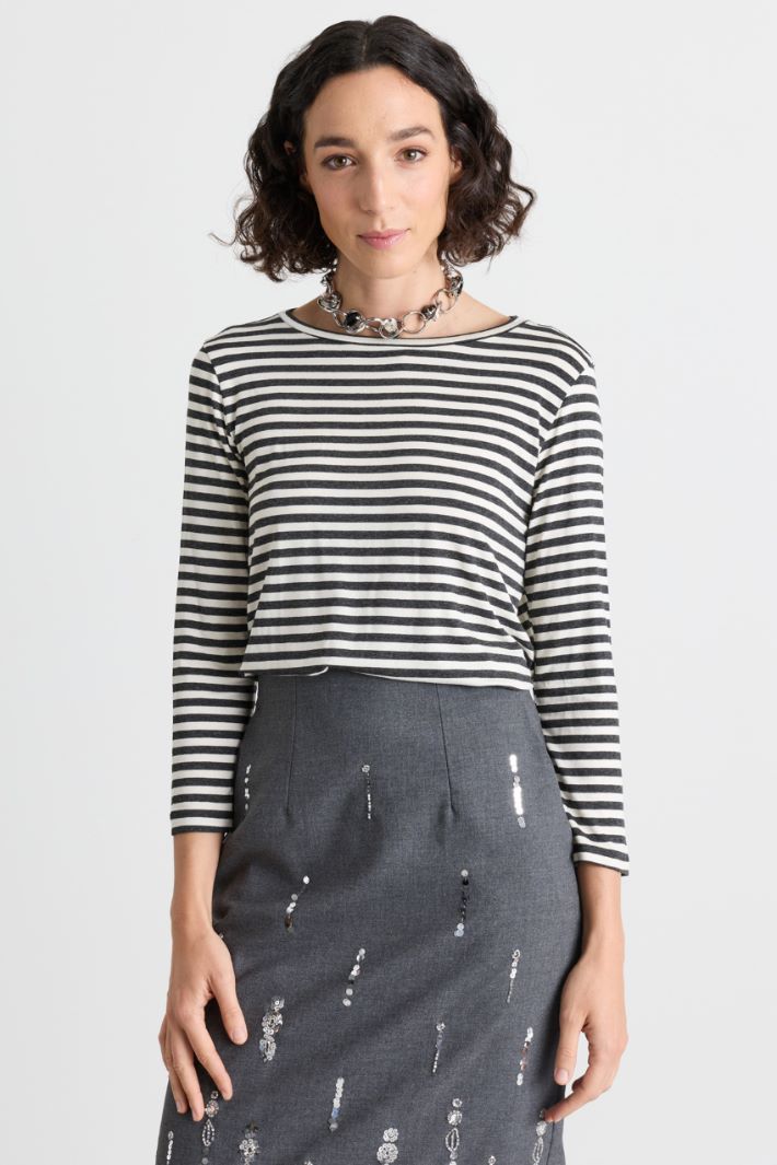 T-shirt con manica lunga - GRIGIO BIANCO - Intrend - 2