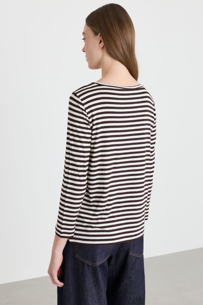 T-shirt con manica lunga - MARRONE BIANCO - Intrend - 4