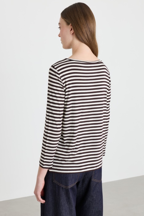 T-shirt in jersey di cotone con manica a tre quarti