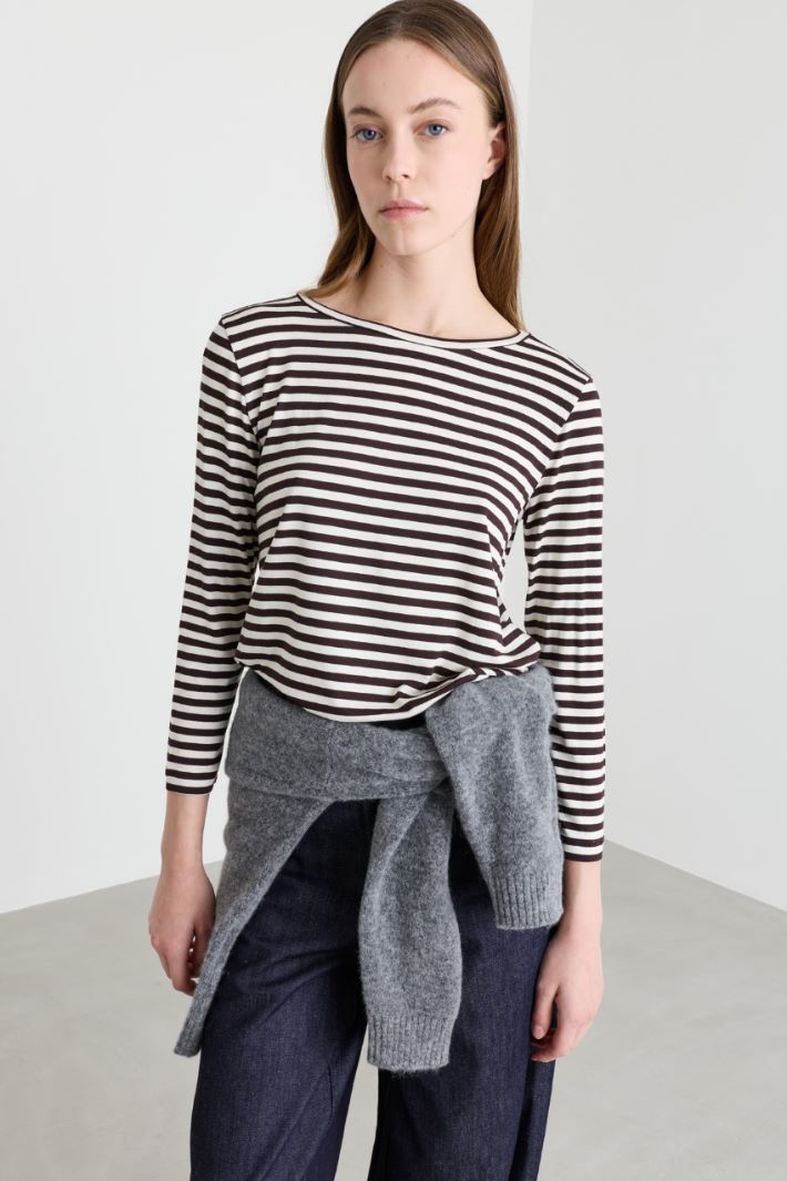T-shirt con manica lunga - MARRONE BIANCO - Intrend - 2