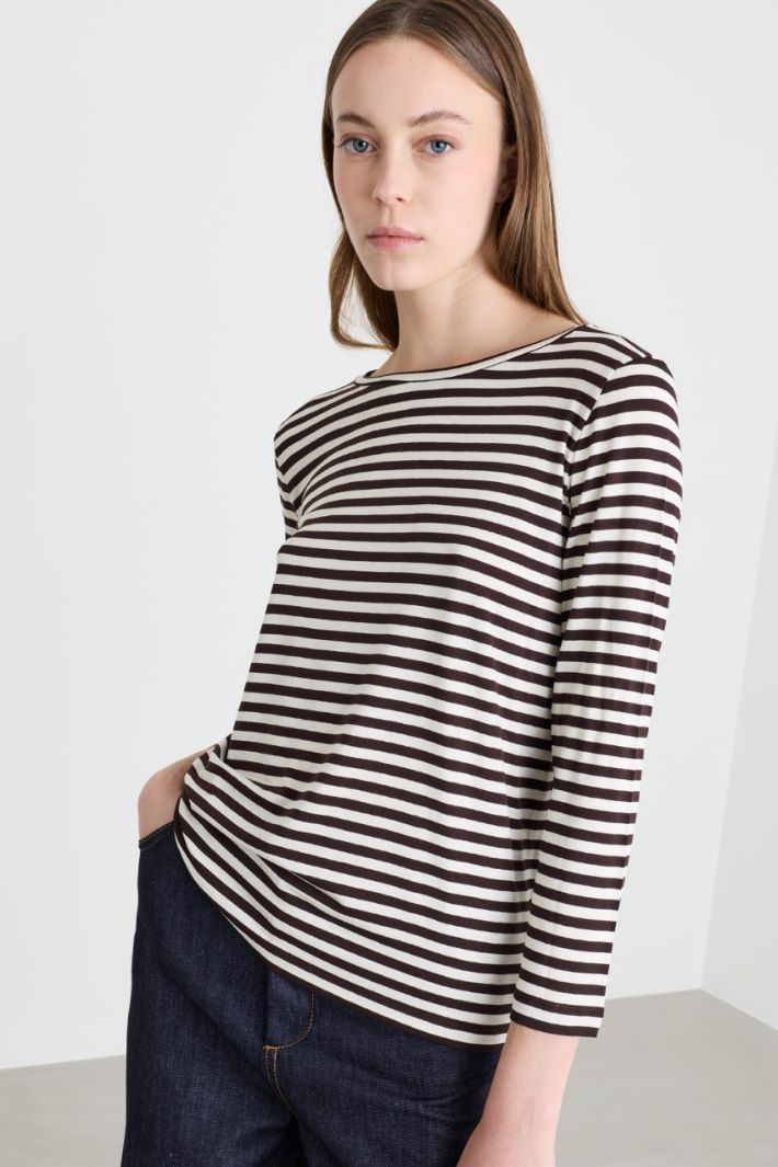 T-shirt con manica lunga - MARRONE BIANCO - Intrend - 3