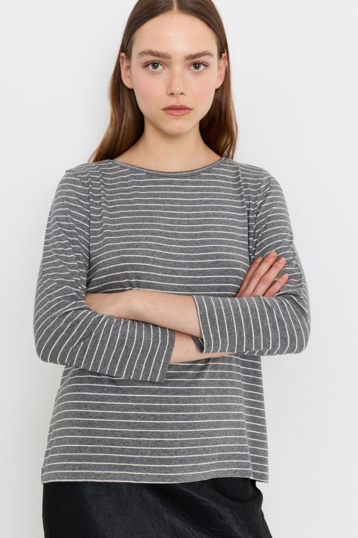 T-shirt con manica lunga - GRIGIO BIANCO - Intrend - 3