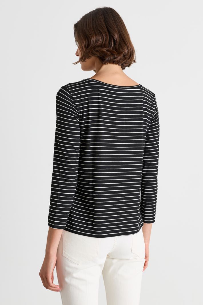 T-shirt con manica lunga - NERO BIANCO - Intrend - 4