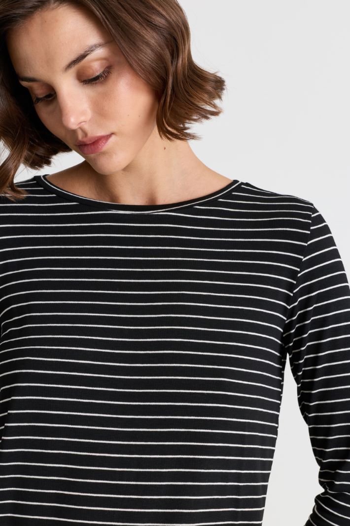 T-shirt con manica lunga - NERO BIANCO - Intrend - 3
