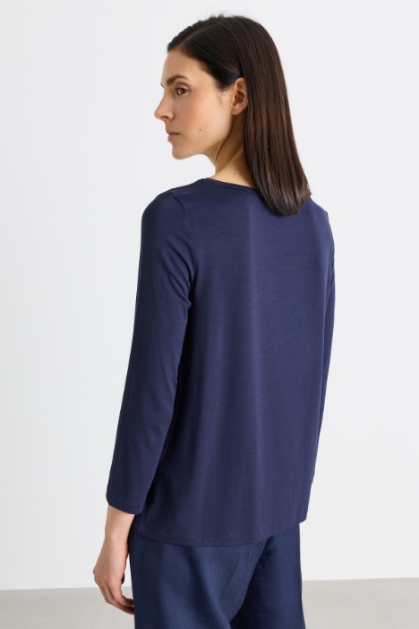 T-shirt in jersey di cotone con manica a tre quarti