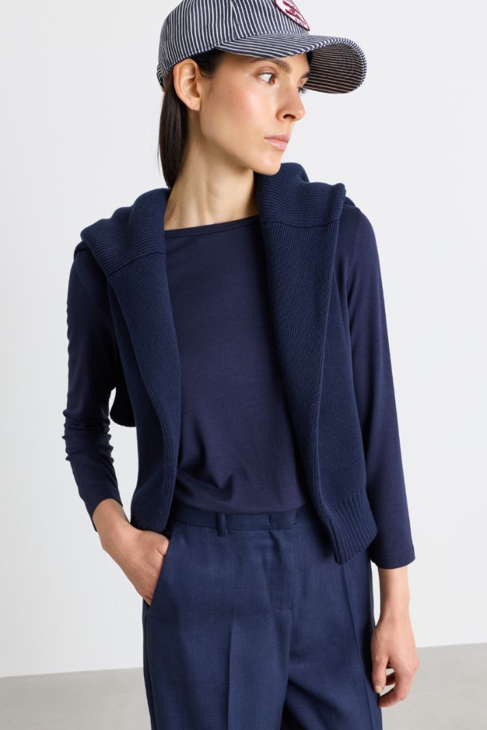 T-shirt con manica lunga - BLU - Intrend - 2
