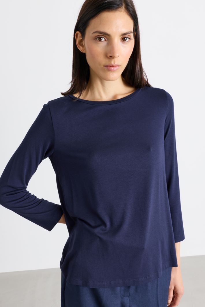 T-shirt con manica lunga - BLU - Intrend - 3