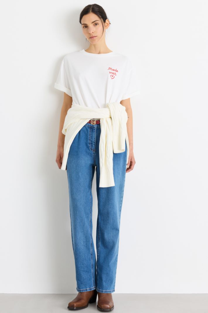 T-shirt boxy imprimé - BLANC - Intrend