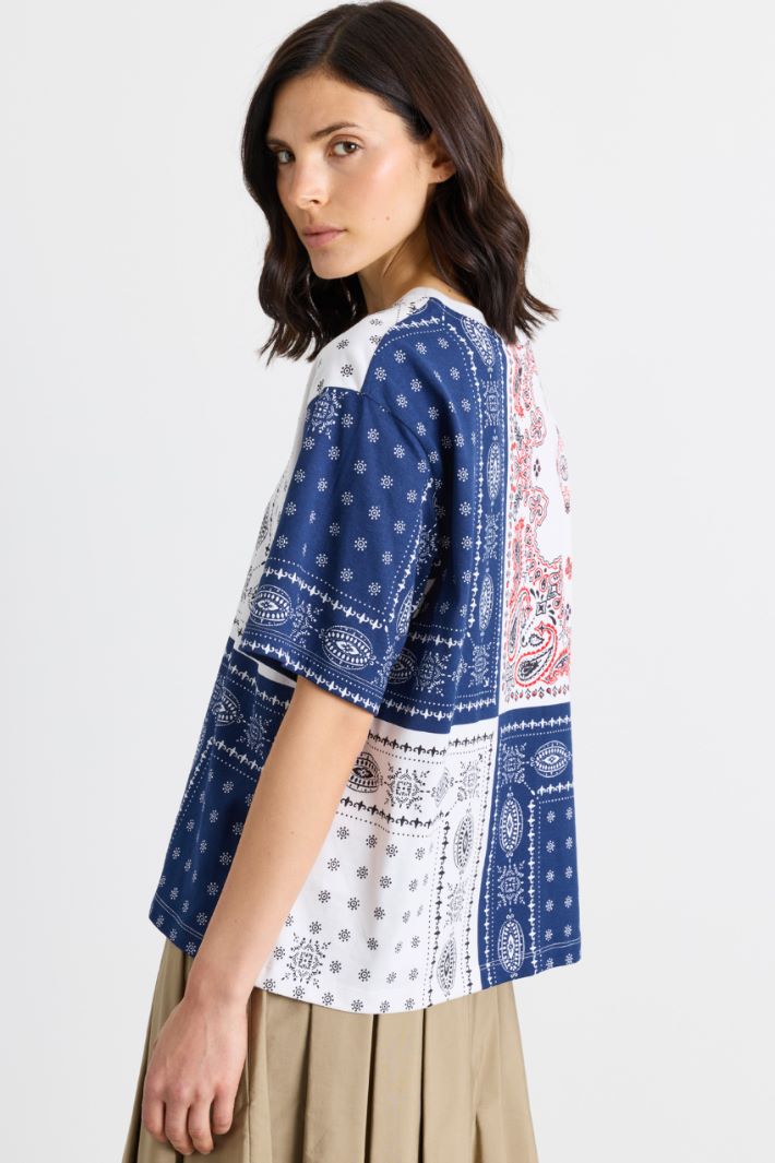 Bedrucktes Boxy-T-Shirt - WEISS BLAU - Intrend - 4