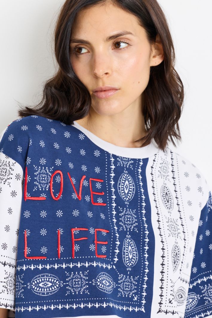 Bedrucktes Boxy-T-Shirt - WEISS BLAU - Intrend - 3