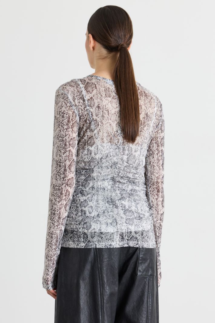 T-shirt in jersey tulle - ANIMALIER - Intrend - 4