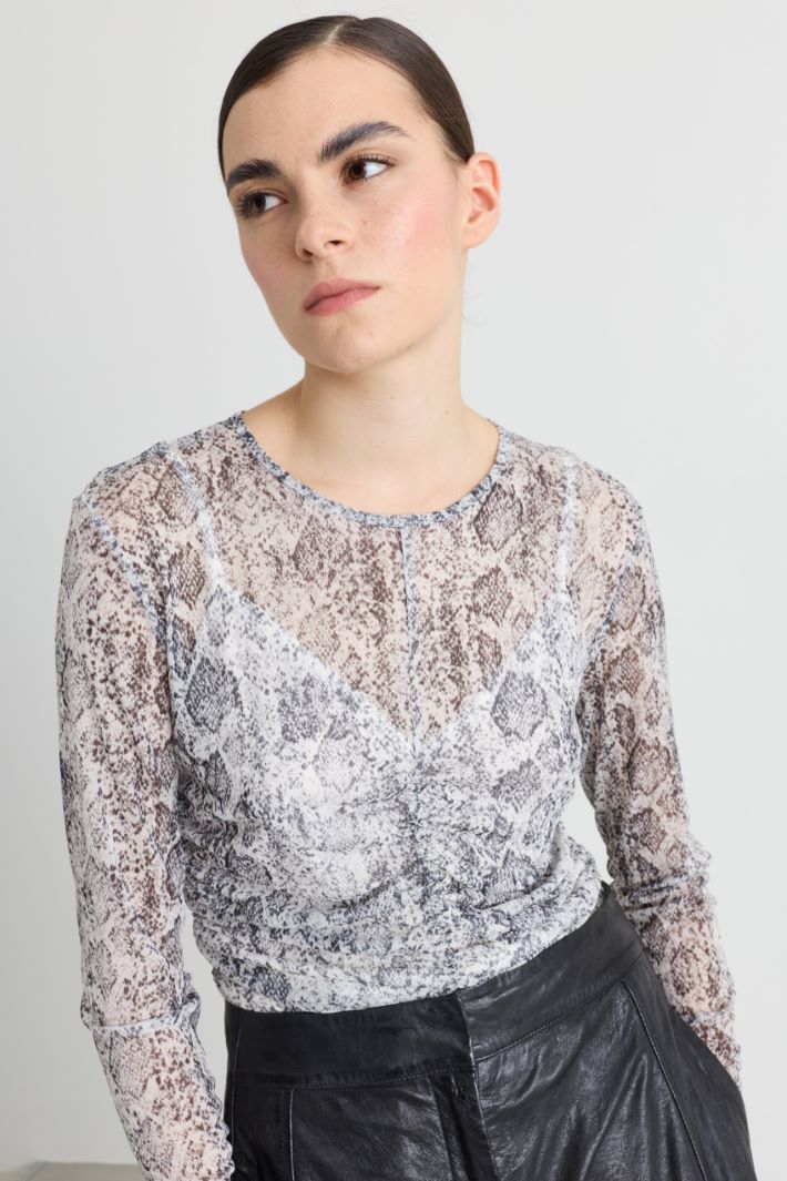 T-shirt in jersey tulle - ANIMALIER - Intrend - 3