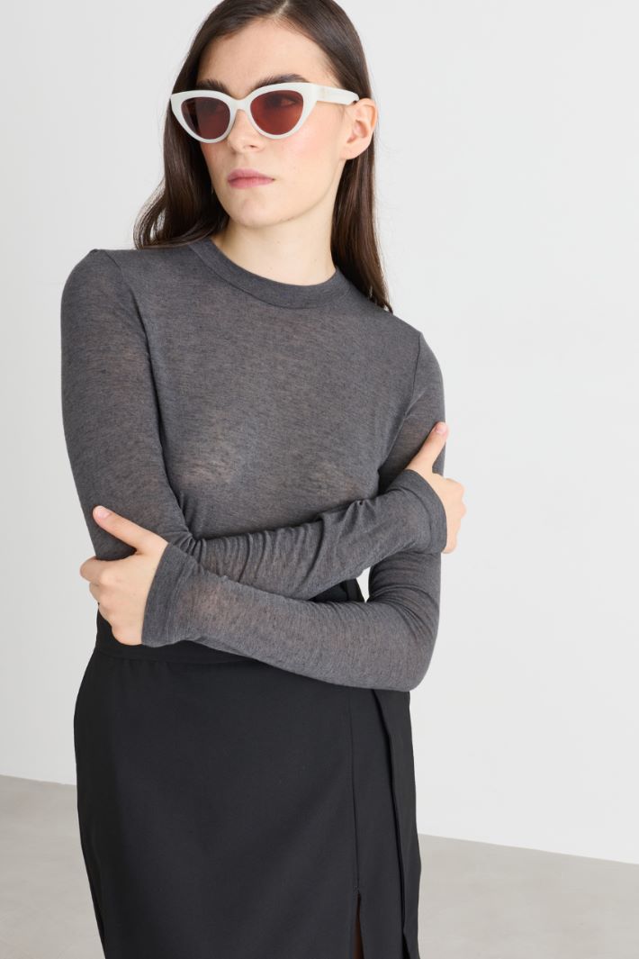 T-shirt a maniche lunghe - GRIGIO - Intrend - 2