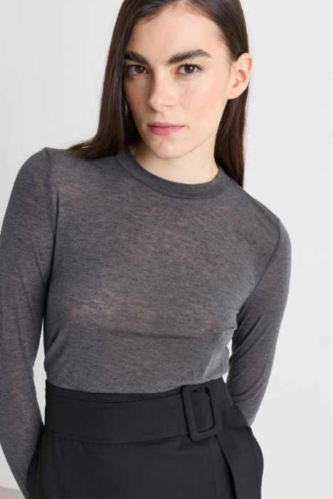 T-shirt in misto viscosa a maniche lunghe