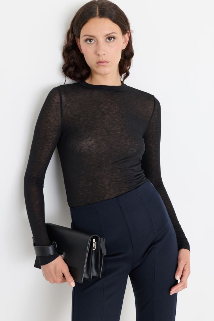 T-shirt a maniche lunghe - NERO - Intrend - 2