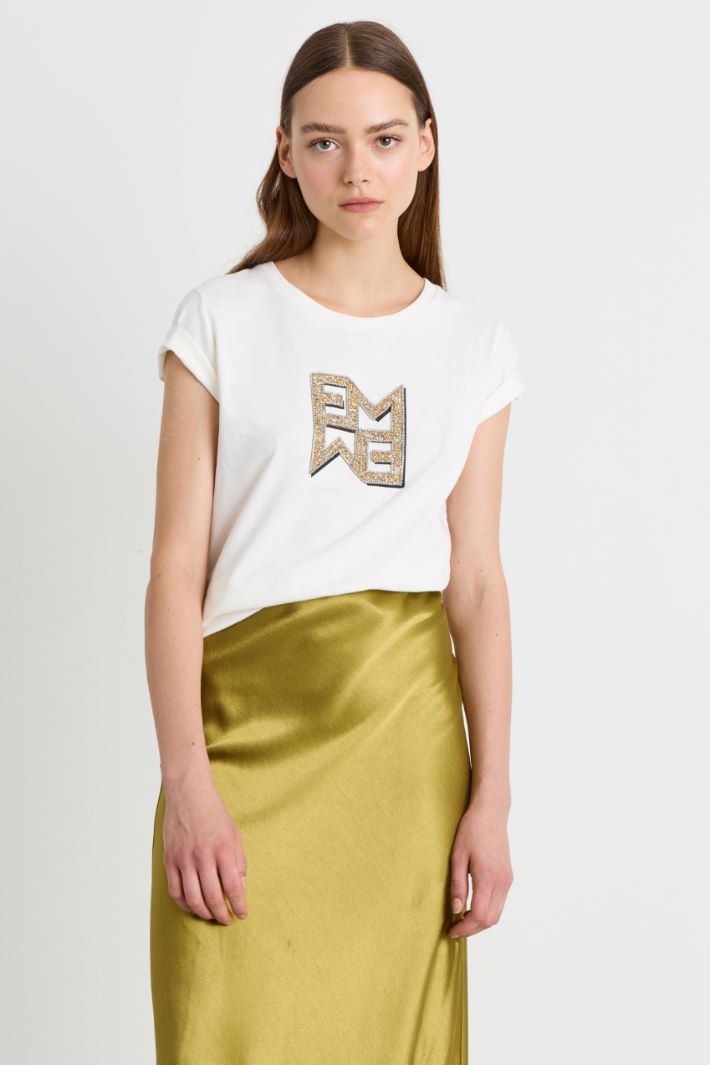 T-shirt con cristalli - ORO - Intrend - 2