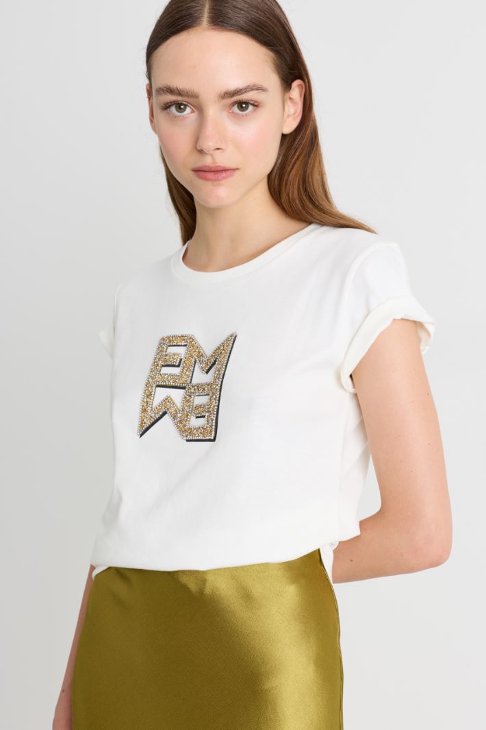 T-shirt con cristalli - ORO - Intrend - 3