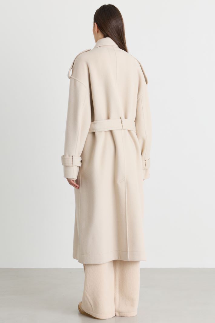 Trench-coat croisé en double drap de laine - BEIGE - Intrend - 4