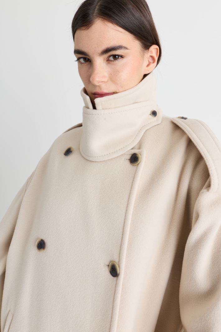 Trench-coat croisé en double drap de laine - BEIGE - Intrend - 3