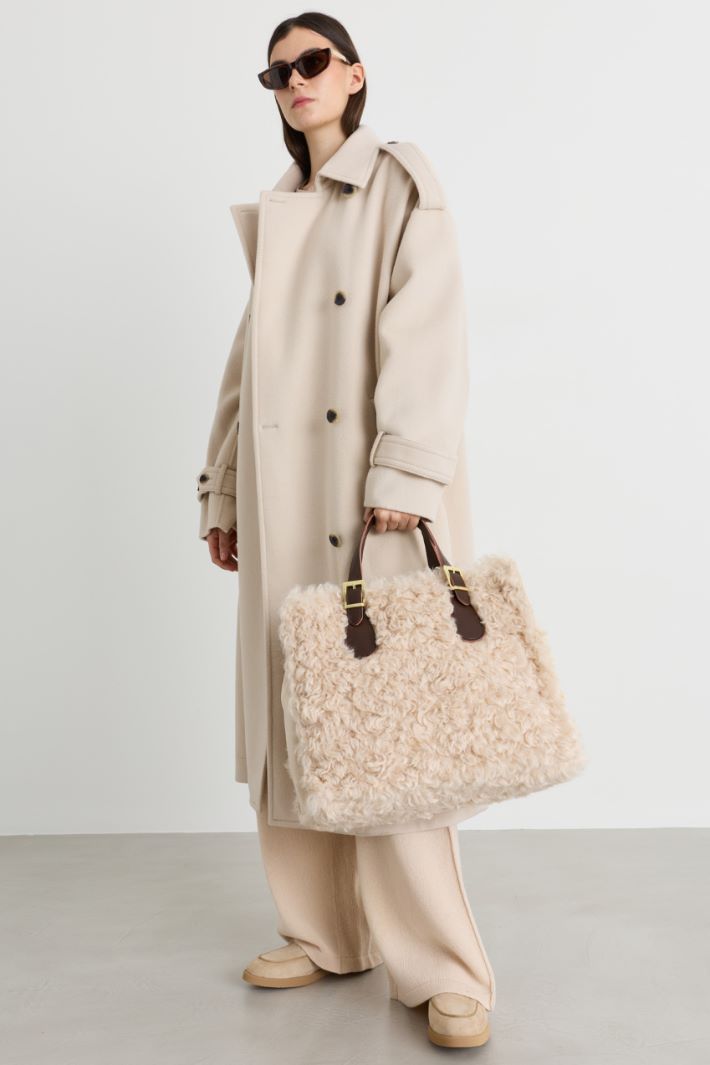 Trench-coat croisé en double drap de laine - BEIGE - Intrend