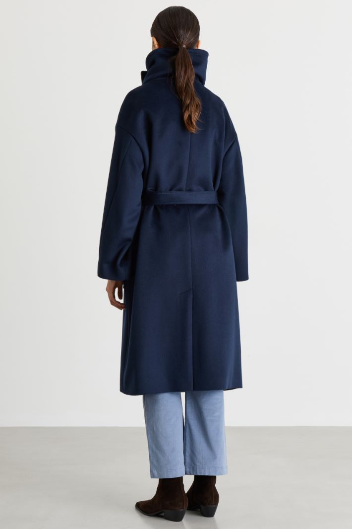 Soft belted coat - BLUE - Intrend - 4