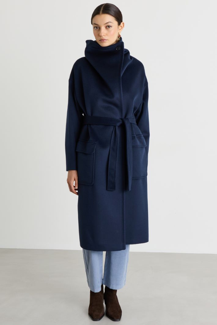 Soft belted coat - BLUE - Intrend - 2