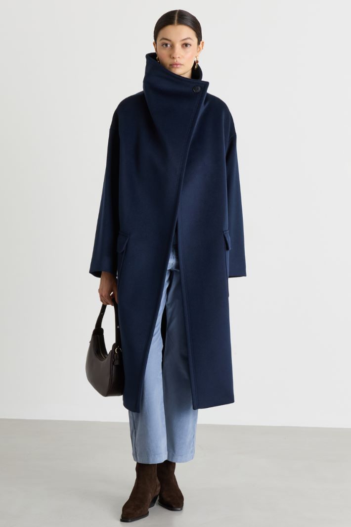 Soft belted coat - BLUE - Intrend