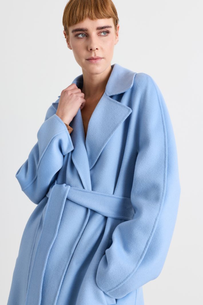 Cappotto a vestaglia con manica a kimono - AZZURRO - Intrend - 3