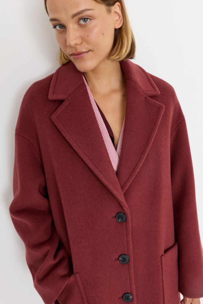 Wool-blend coat - BORDEAUX - Intrend - 3