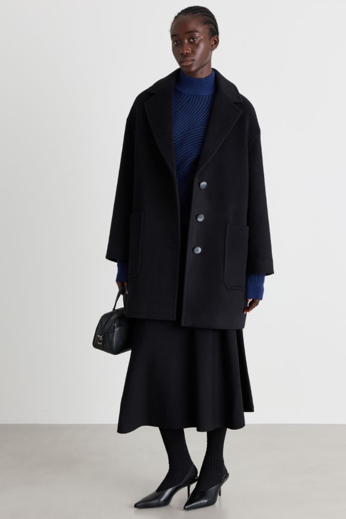 Wool-blend coat - BLACK - Intrend