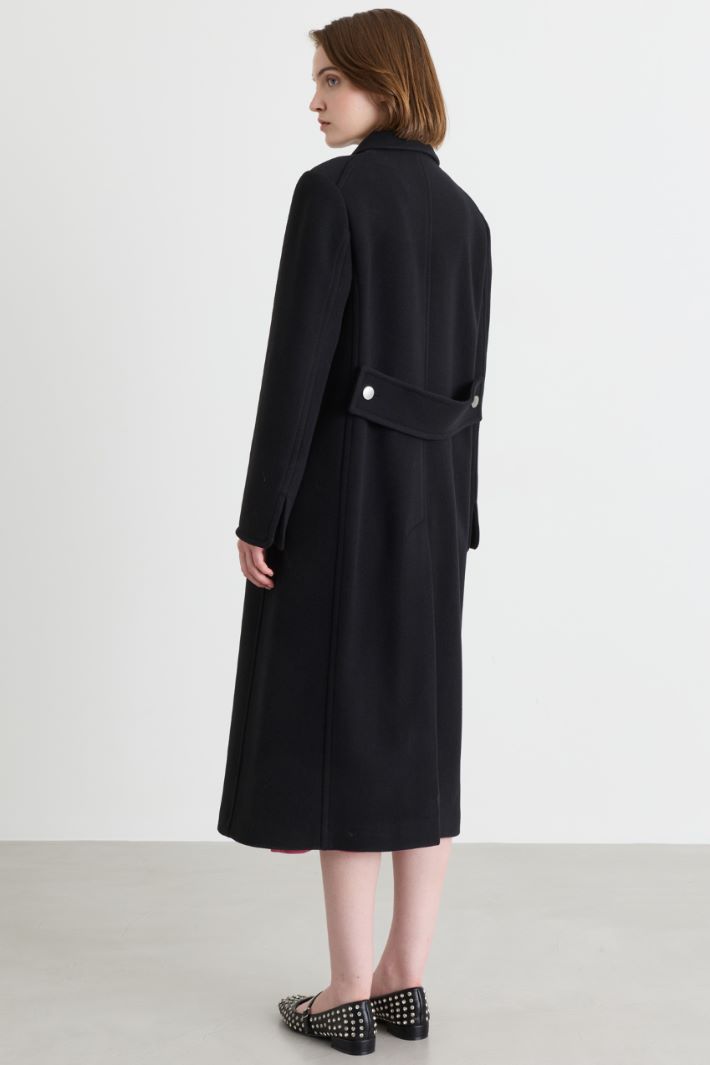 Cappotto doppiopetto con fantasia check - NERO - Intrend - 4