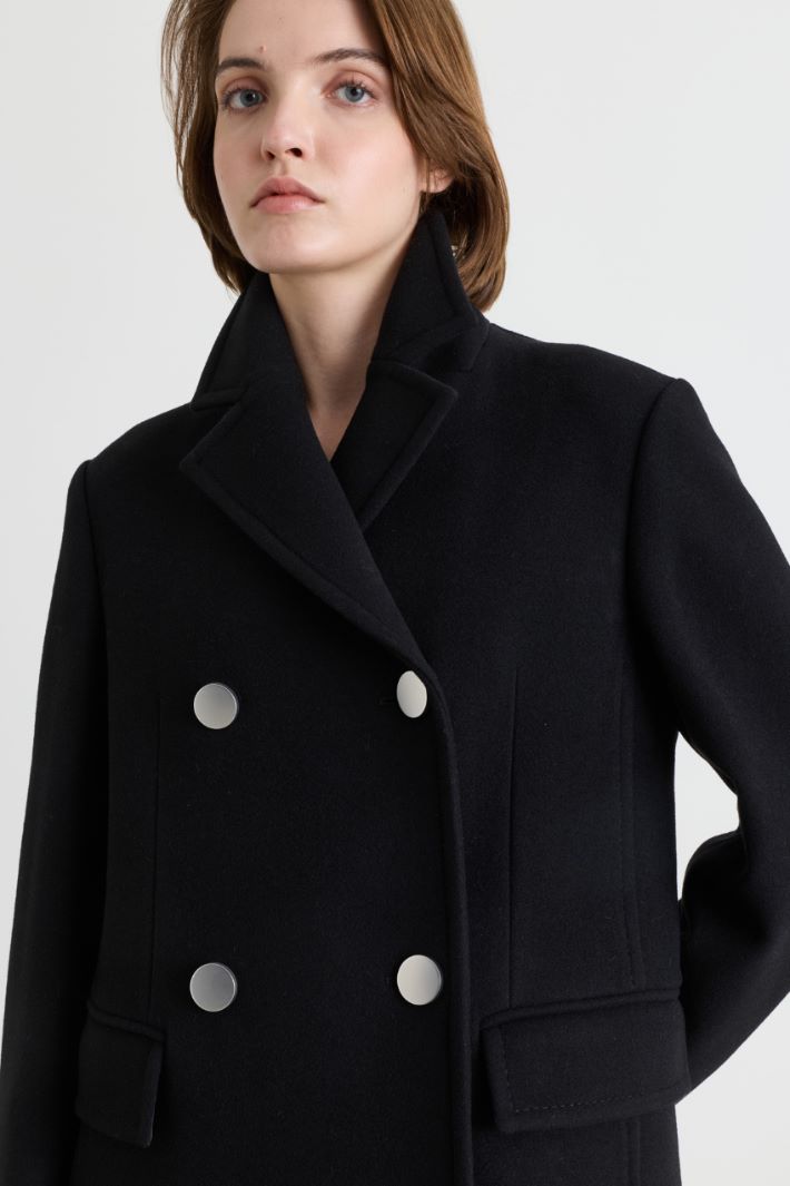 Cappotto doppiopetto con fantasia check - NERO - Intrend - 3