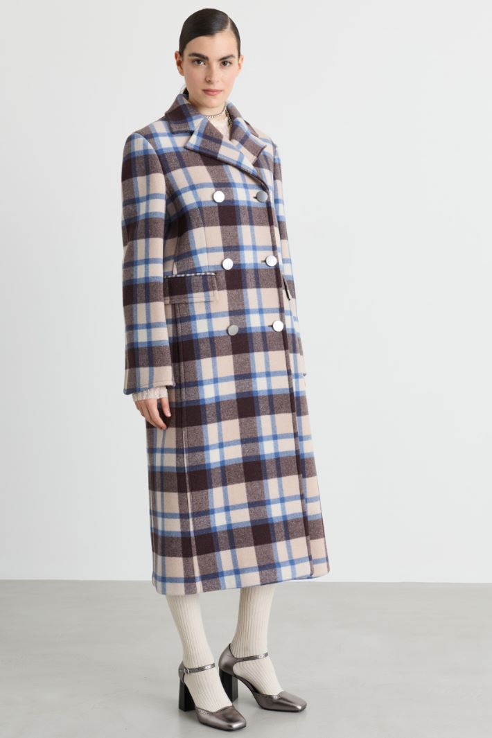 Cappotto doppiopetto con fantasia check - MARRONE - Intrend - 2