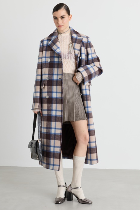 Cappotto doppiopetto con fantasia check - Intrend