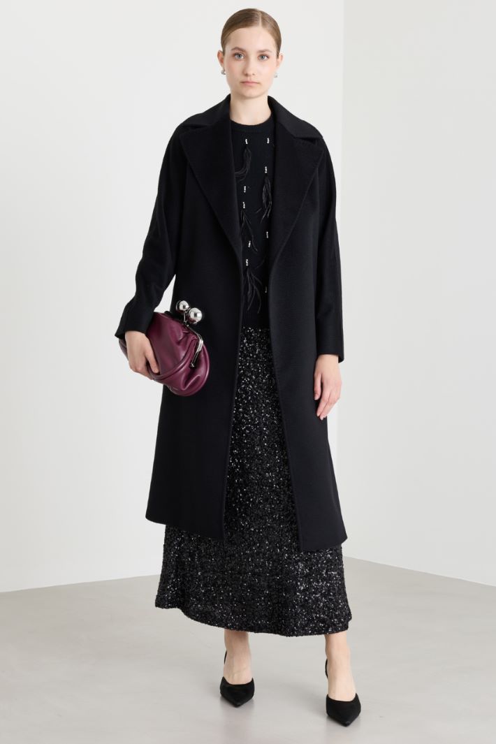Wickelmantel aus Drap - SCHWARZ - Intrend