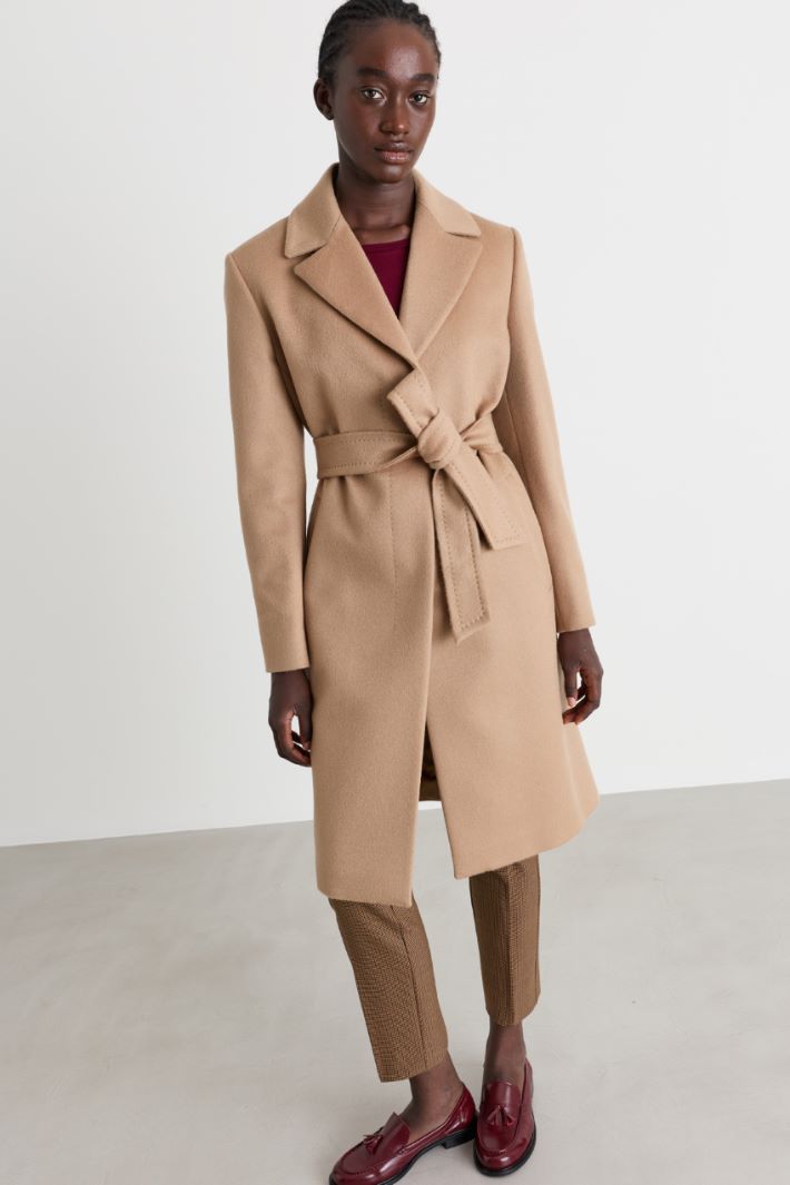 Belted Drap Coat - CAMEL - Intrend - 2