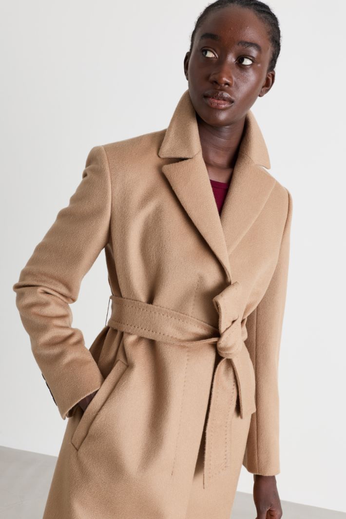 Belted Drap Coat - CAMEL - Intrend - 3