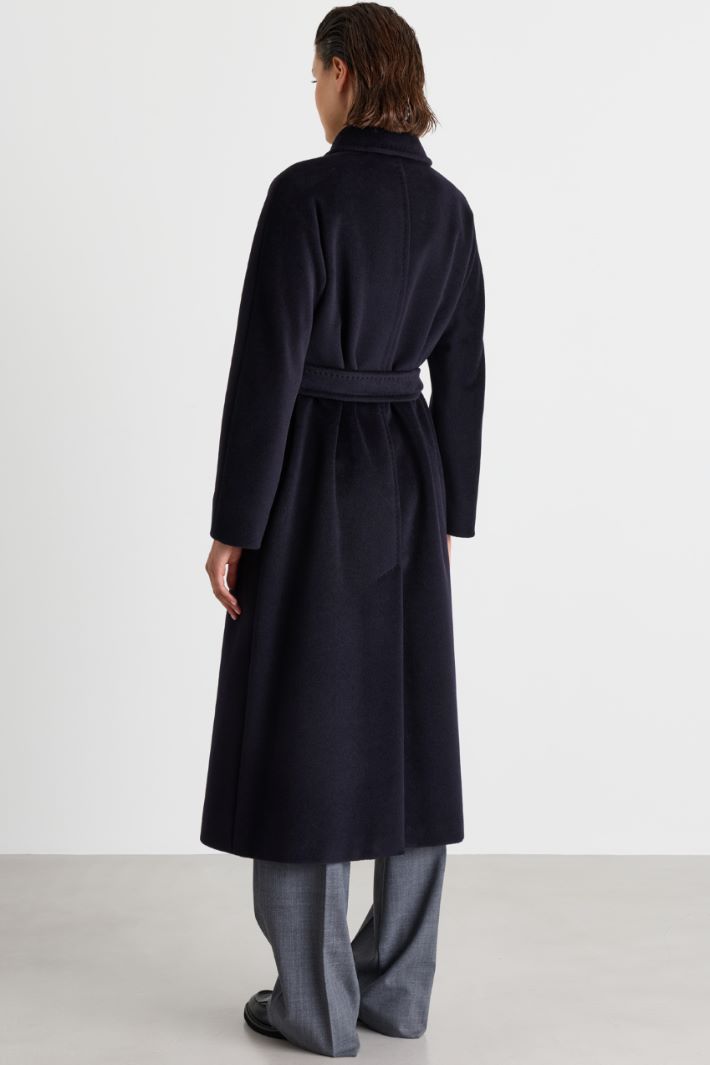 Belted Beaver Wool Coat - BLUE - Intrend - 4
