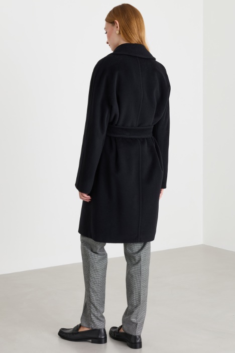 Cappotto a vestaglia in beaver di pura lana