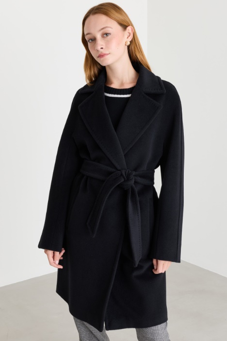 Cappotto a vestaglia in beaver di pura lana